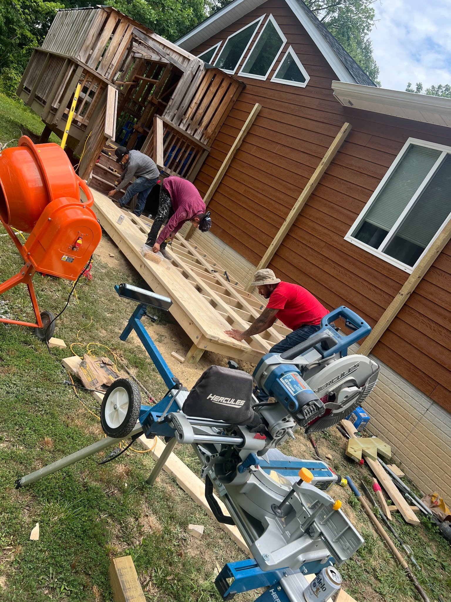 Deck rebuild framing in progress